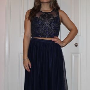 Navy Blue 2 Piece Dress